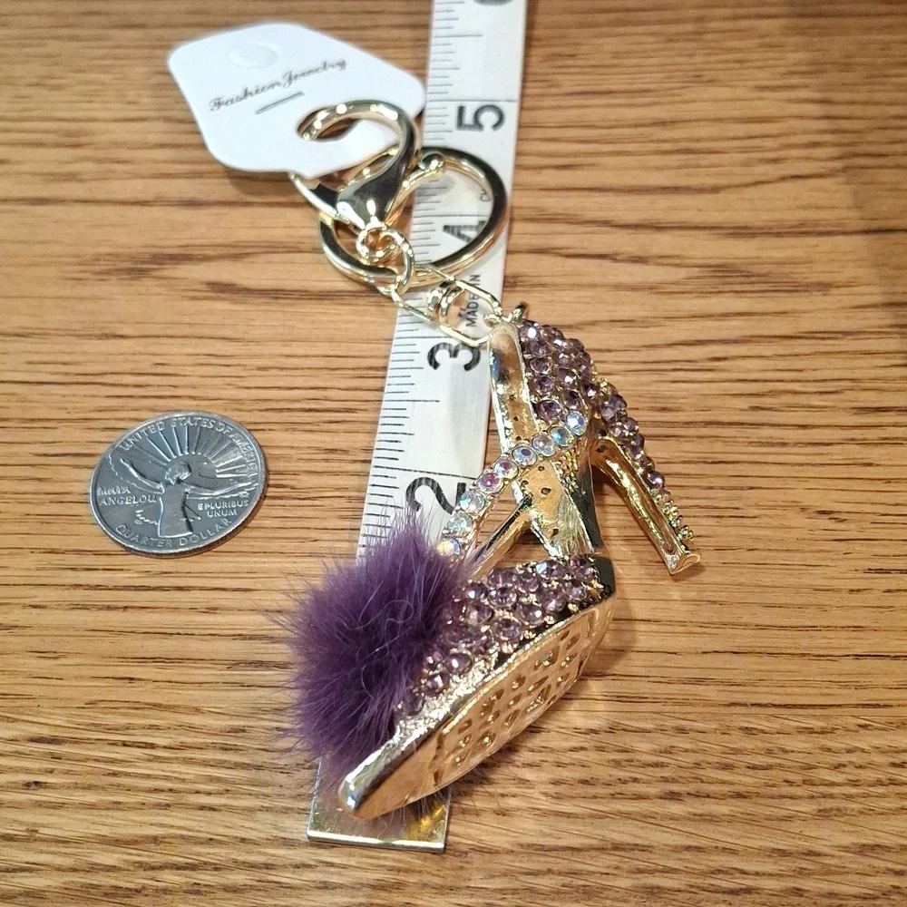 Faux Fur Purple Heel Keychain/Bag Charm
